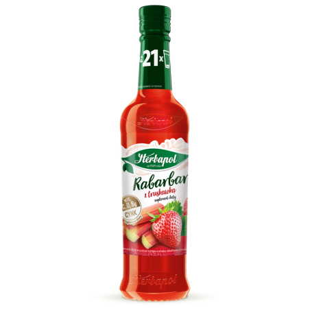 Herbapol syrop owocowy suplement diety truskawka-rabarbar z wit. D, C, B6 i cynkiem 420ml