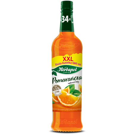 Herbapol Syrop owocowy o smaku pomarańczowym z witaminą C, D, B6 i Cynk, 680ml