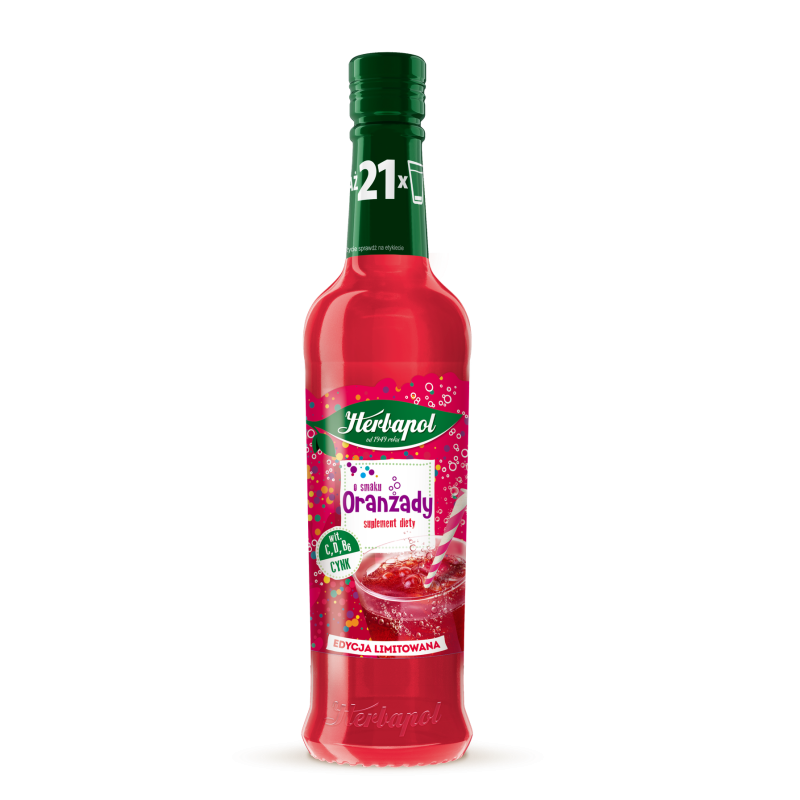 Herbapol Syrop o smaku Oranżady z wit. C, D, B6 i Cynkiem 420 ml