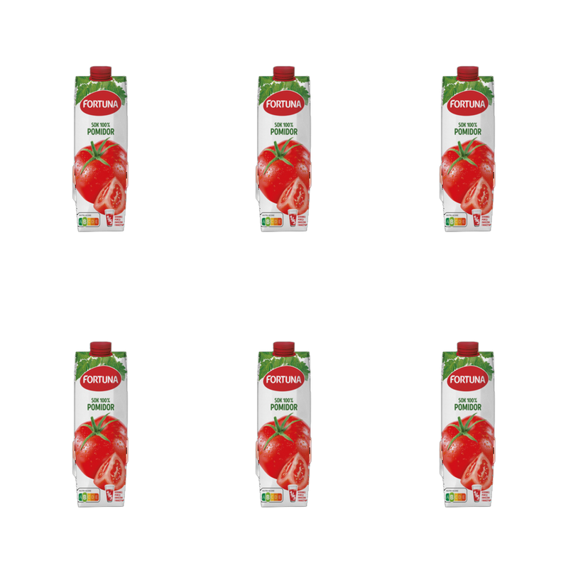 Fortuna Sok 100% Pomidorowy Pasteryzowany Bez Cukru Naturalny Karton 1l X6