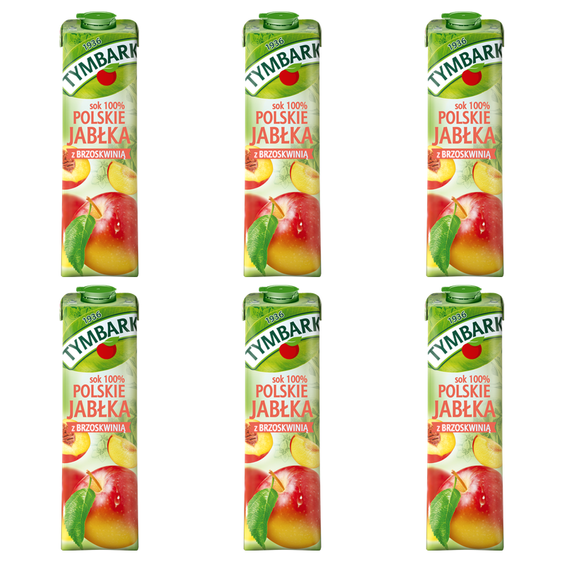 Tymbark Sok 100% Polskie Jabłka z Brzoskwinią 1l X6