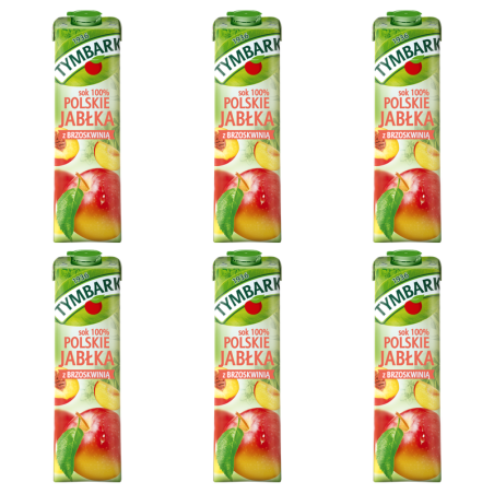 Tymbark Sok 100% Polskie Jabłka z Brzoskwinią 1l X6