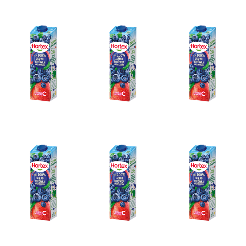 Hortex Sok 100% Jabłko Borówka Amerykańska karton 1L X6
