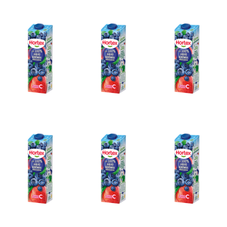 Hortex Sok 100% Jabłko Borówka Amerykańska karton 1L X6