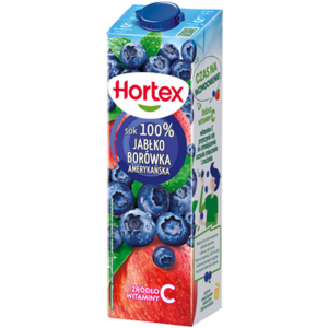 Hortex Sok 100% Jabłko Borówka Amerykańska karton 1L X6