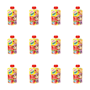 Hortex Leon i Przyjaciele Przekąska mus 100% owoców jabłko, banan, truskawka saszetka 100g X12