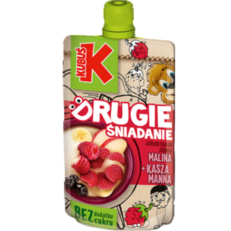 Kubuś Mus Drugie śniadanie jabłko banan aronia malina kasza manna 100 g