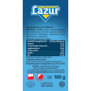 Lazur Ser pleśniowy Błękitny 100 g X10