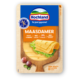 Hochland Maasdamer ser żółty w plastrach. Ser podpuszczkowy dojrzewający 135 g X12
