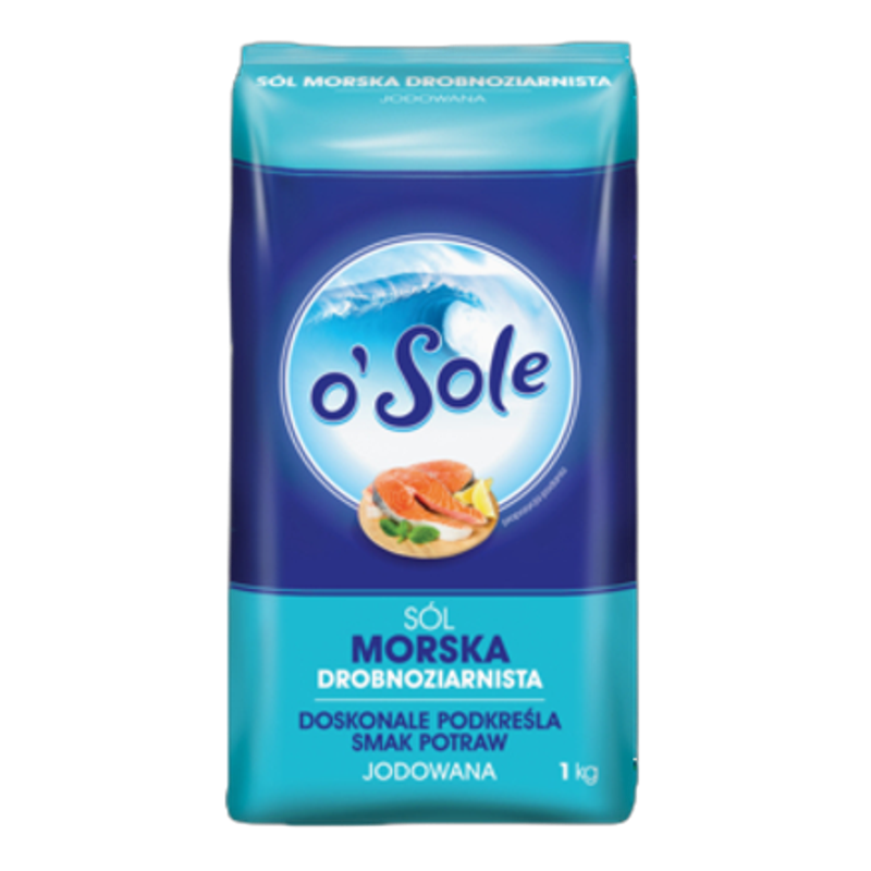 Sól Morska drobnoziarnista spożywcza jodowana 1 kg o'Sole