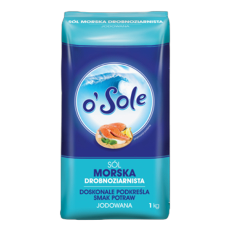 Sól Morska drobnoziarnista spożywcza jodowana 1 kg o'Sole