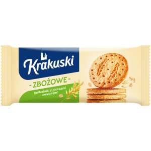 Herbatniki z Płatkami Owsianymi Ciasteczka Zbożowe - Krakuski 201 g