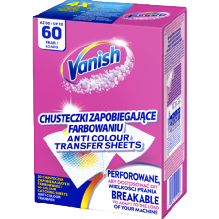 Vanish Color Protect - Chusteczki wyłapujące barwnik, 60 prań (30 chusteczek)