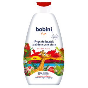 BOBINI Fun Płyn do kąpieli i żel do mycia Wysoka piana o zapachu truskawek 500ml
