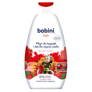 BOBINI Fun Płyn do kąpieli i żel do mycia Wysoka piana o zapachu malin 500ml