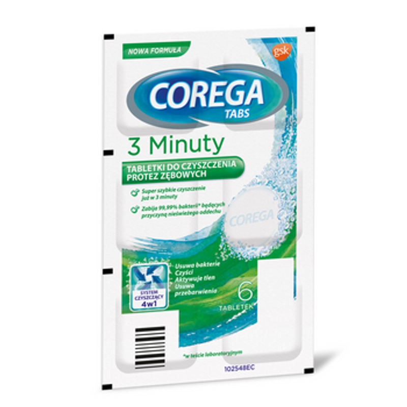 Corega 3 min tabletki czyszczące do protez 6 sztuk