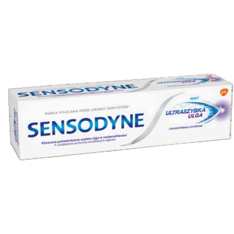 Sensodyne Ultraszybka Ulga Mint Pasta z fluorem do zębów nadwrażliwych, wyrób medyczny, o smaku miętowym 75 ml