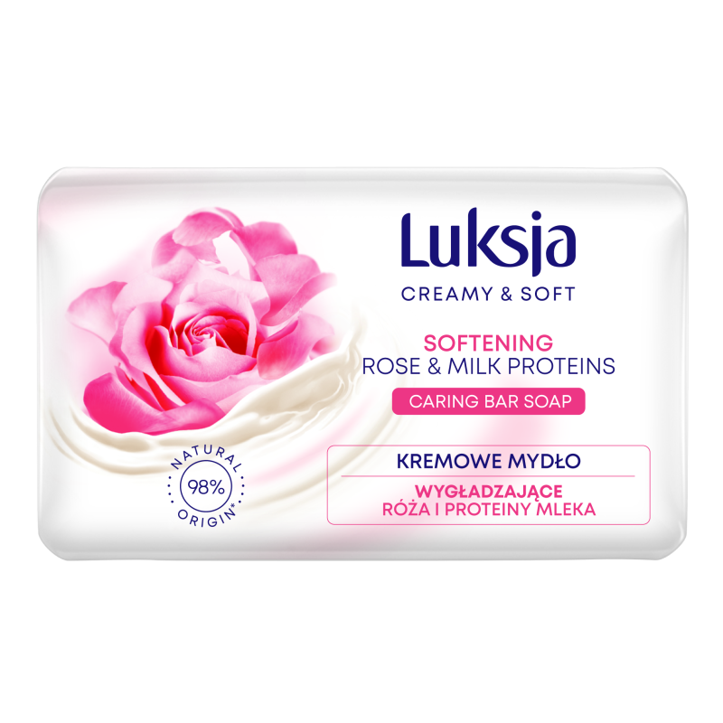 Luksja Creamy & Soft Kremowe mydło w kostce Róża i Proteiny mleka 90 g