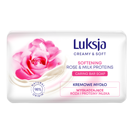 Luksja Creamy & Soft Kremowe mydło w kostce Róża i Proteiny mleka 90 g