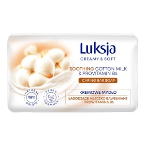 Luksja Creamy & Soft Kremowe mydło w kostce Mleczko bawełniane i Prowitamina B5 90 g