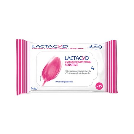 LACTACYD SENSITIVE chusteczki do higieny intymnej 15szt