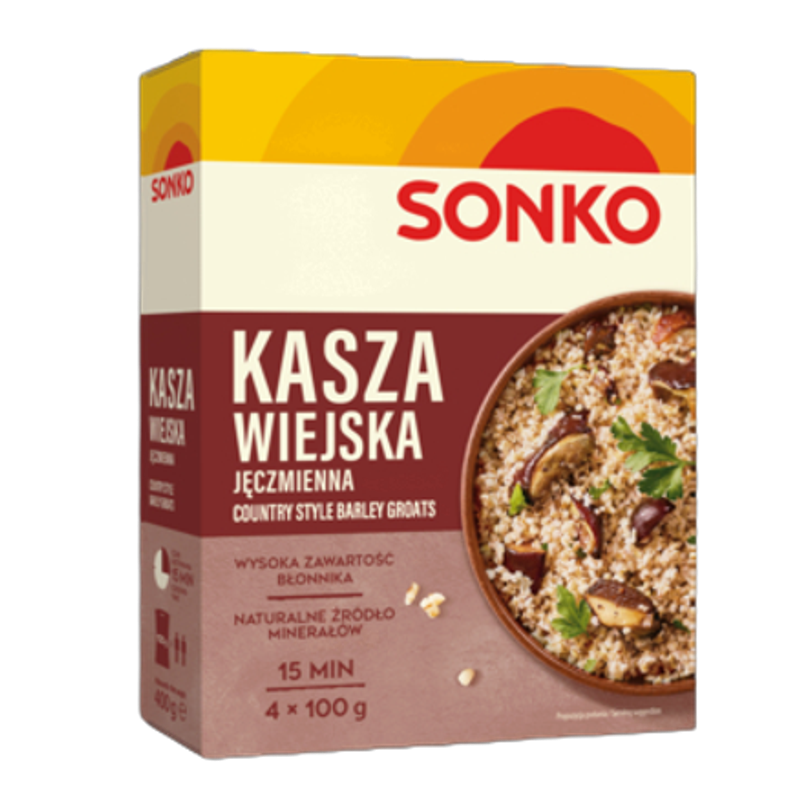 Sonko. Kasza Jęczmienna Wiejska Gruba Naturalna Polska Wysoka Jakość 4x100g